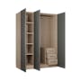 Lucca 3 Door Wardrobe 9 - Graphite Linen, Herringbone Oak - 2