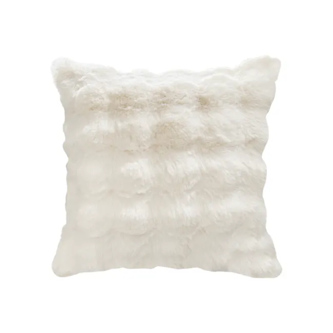 Luxe Faux Fur Cushion Cover - White - 1 - Fluffy, white, soft, fluffy, woolen, luxurious, cozy, comfortable, warm, plush