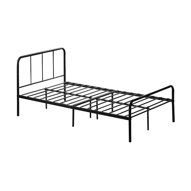 Owen Super Single Metal Bed - Black - 4 - - Black metal bunk bed frame, minimalist design, sturdy construction, adjustable
