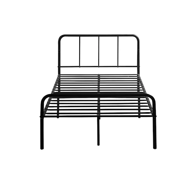 Owen Super Single Metal Bed - Black - 3 - Sleek metal bed frame with integrated railings, Black metal bunk bed with