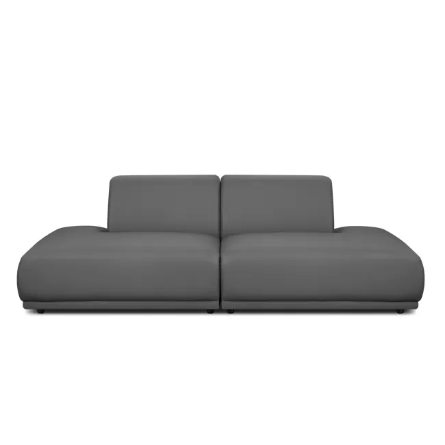Milan Right Extended Unit - Smokey Grey (Faux Leather) - 13 - Grey modern sofa, minimalist design, sleek upholstery