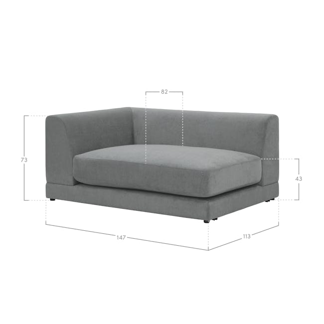 Abby Chaise Lounge Sofa - Granite - 13