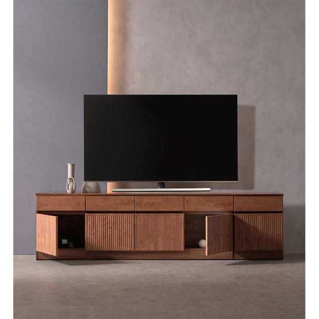 Wynn TV Console 1.8m - Walnut - 6 - Modern minimalist TV stand, sleek wooden design, contemporary decor, large flat-screen