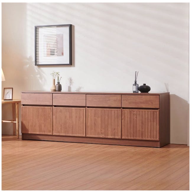 Wynn TV Console 1.8m - Walnut - 5 - Wooden cabinet, minimalist design, modern decor, light wood finish, vertical slats