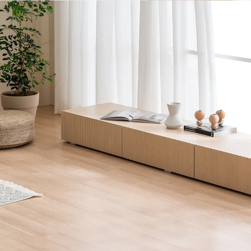 (As-is) Heidi TV Console 1.8m - Oak with LED Pedestal - White - 1 - 23