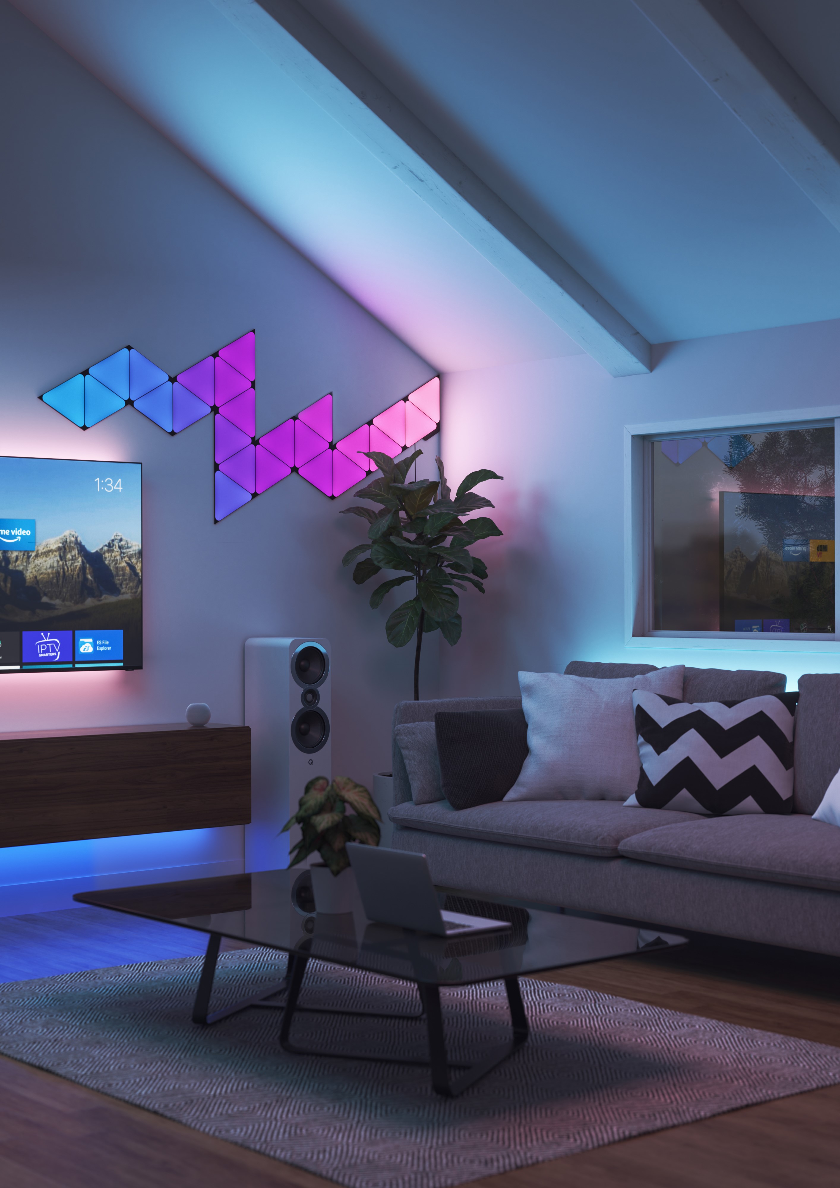 Nanoleaf Shapes Ultra Black Triangles Smarter Kit (9 Panels), Nanoleaf ...