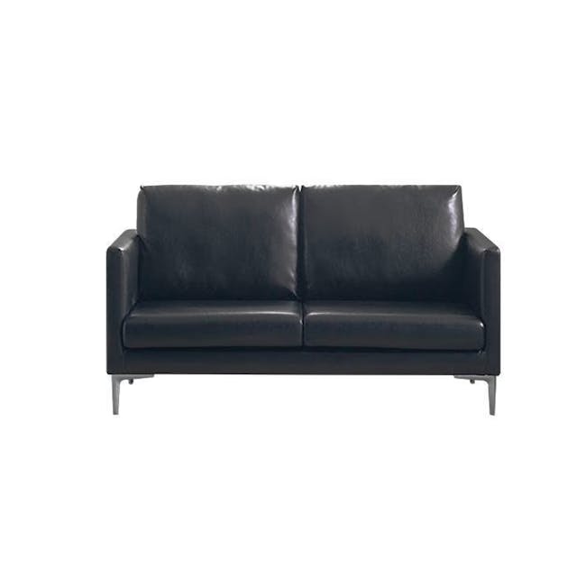 Leca 2 Seater Sofa - Black (Faux Leather) - 1