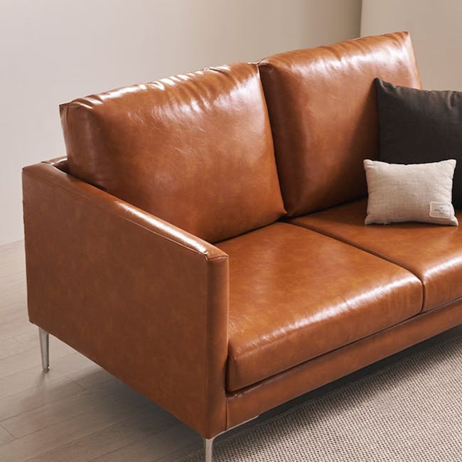 Leca 2 Seater Sofa - Black (Faux Leather) - 4