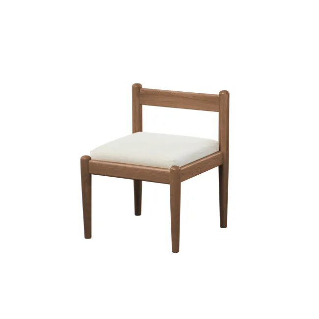 Niel Chair - Walnut, Gravel White - 8 - Wooden chair, minimalist design, natural wood finish, cushioned seat, sturdy frame