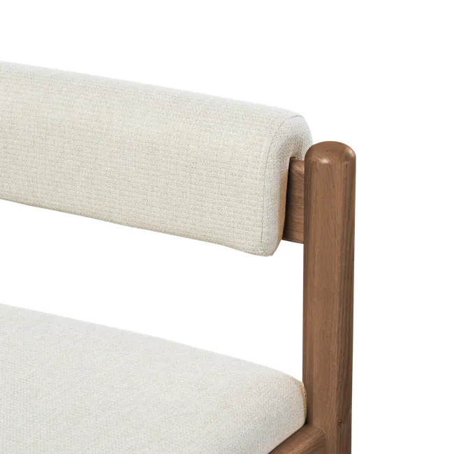 Niel Chair - Walnut, Gravel White - 5 - Cream-colored fabric, textured surface, woven design, softness, plush appearance