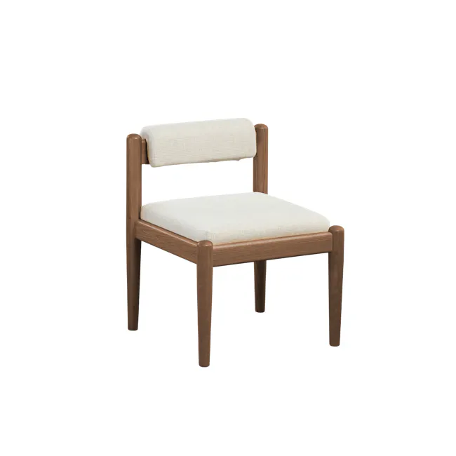 Niel Chair - Walnut, Gravel White - 1 - Wooden chair, beige cushion, wooden frame, brown wood, modern design, minimalist