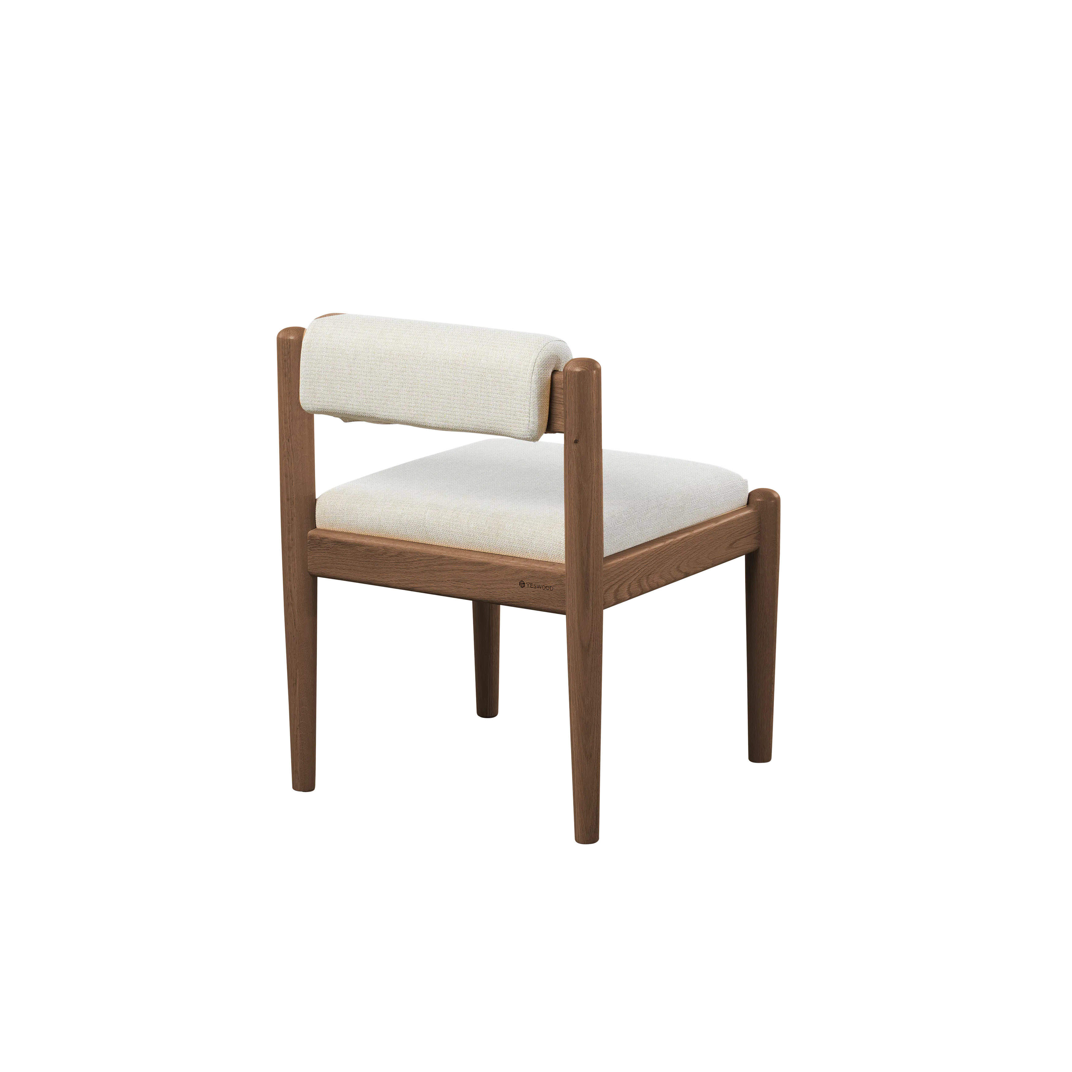 Adelyn Dining Table 1.4m (Sintered Stone) with 4 Niel Chairs in Walnut - 19 - Wooden chair with beige cushion, minimalist