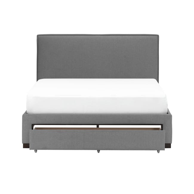 Raphael 1 Drawer Queen Bed in Shark Grey with 2 Odin Bedside Tables - 3