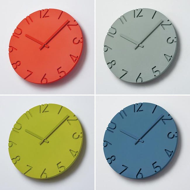 Carved Coloured Clock - Blue - 2 Sizes - 4