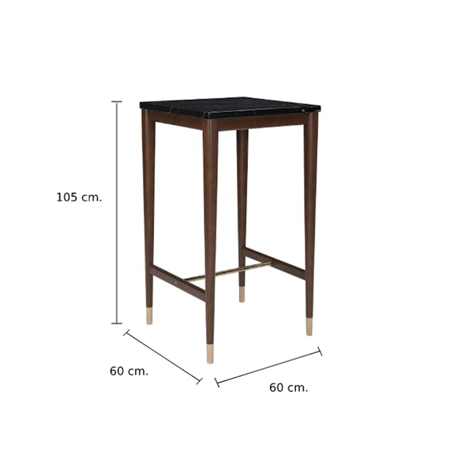 Persis Square Marble Bar Table 0.6m - Black, Walnut - 5