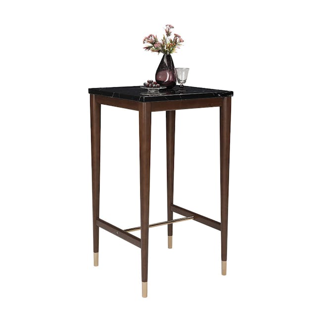 Persis Marble Square Bar Table 0.6m - Black, Walnut - 2