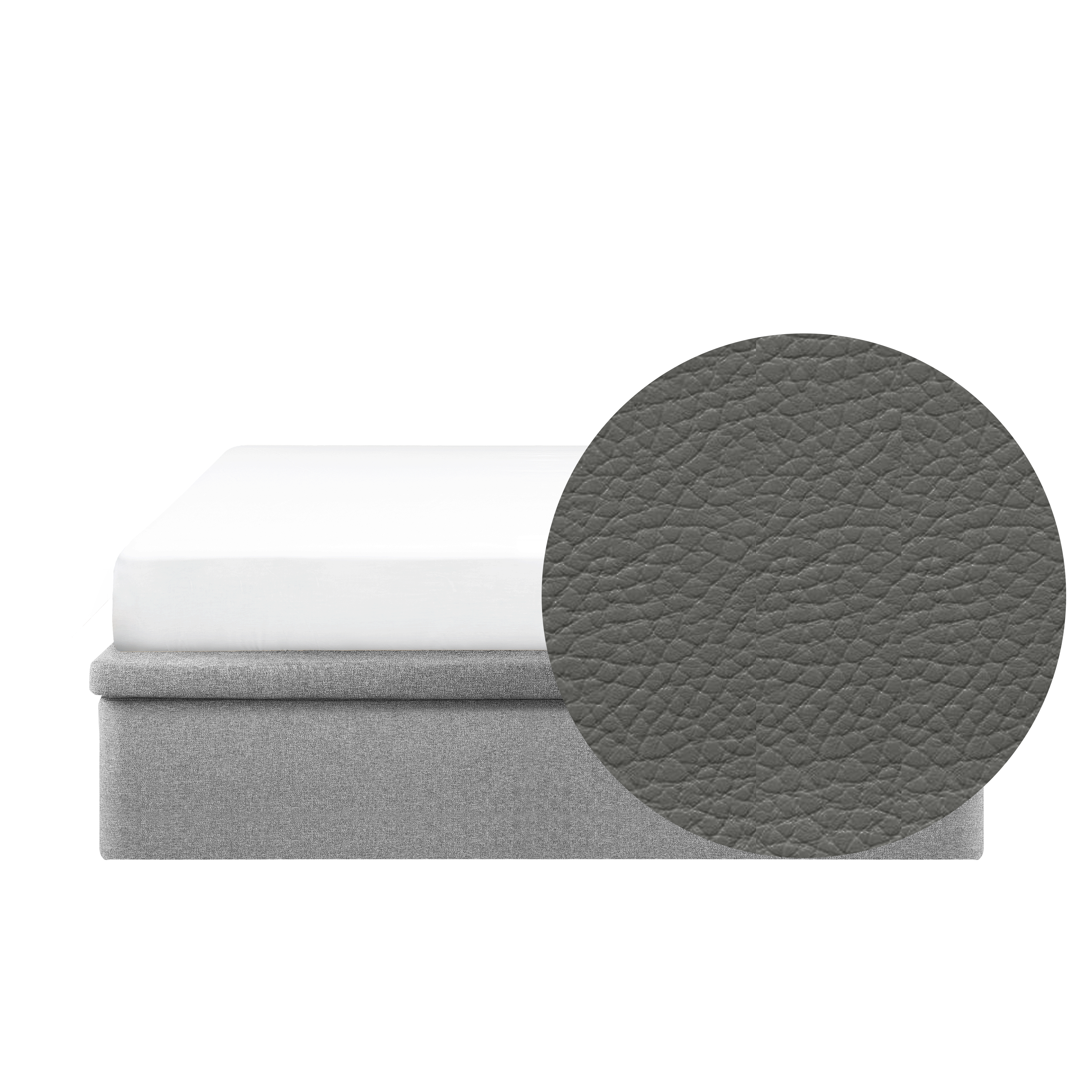 ESSENTIALS Queen Storage Bed - Stone (Faux leather)