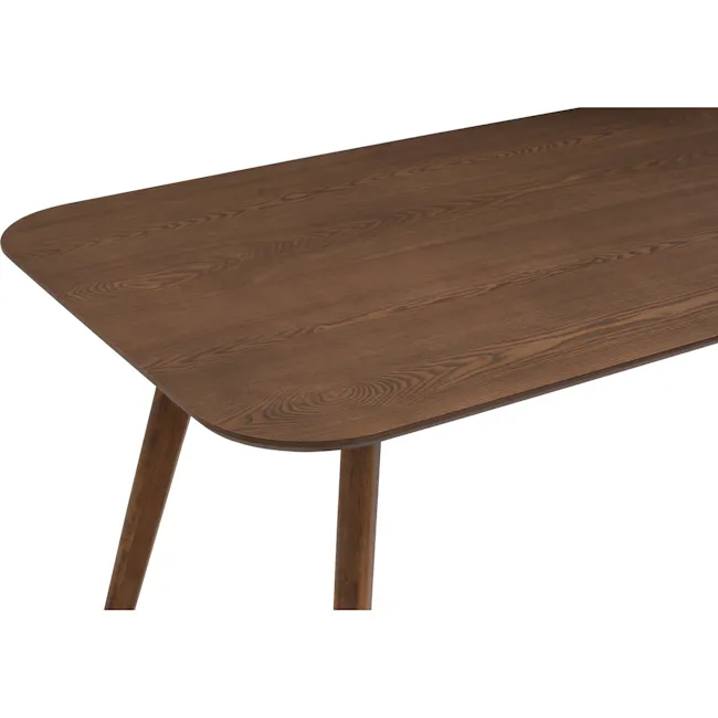 Roden Dining Table 1.8m in Cocoa with 4 Imogen Dining Chairs in Cocoa, Dolphin Grey (Fabric) - 10 - Wooden table with smooth