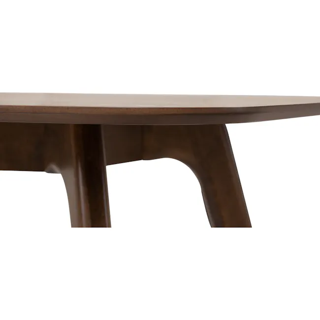 Roden Dining Table 1.8m in Cocoa with 4 Imogen Dining Chairs in Cocoa, Dolphin Grey (Fabric) - 13 - Wooden table with smooth