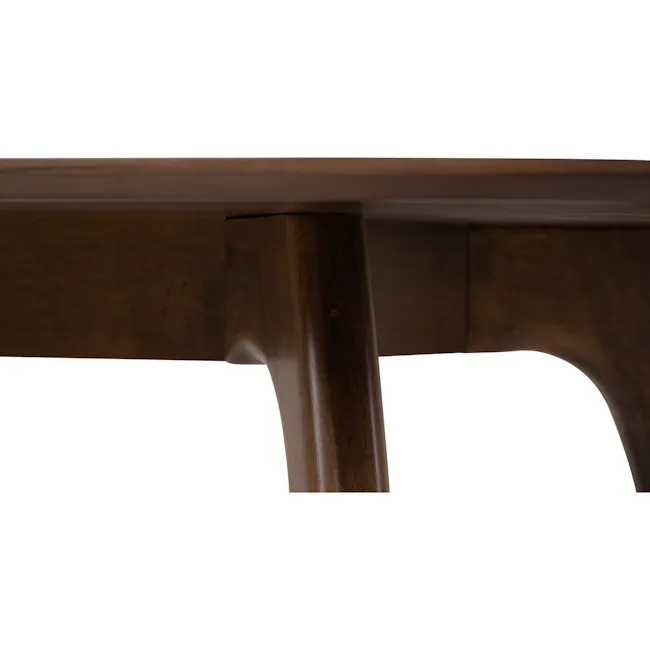 Roden Dining Table 1.8m in Cocoa with 4 Imogen Dining Chairs in Cocoa, Dolphin Grey (Fabric) - 18 - Dark wood table leg