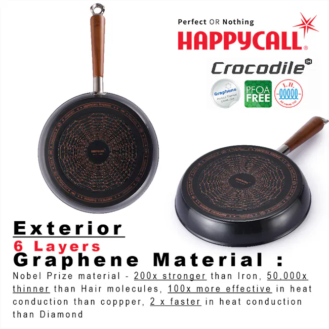 HAPPYCALL Crocodile IH Graphene Skillet Wok With Glass Lid - 30cm - 3