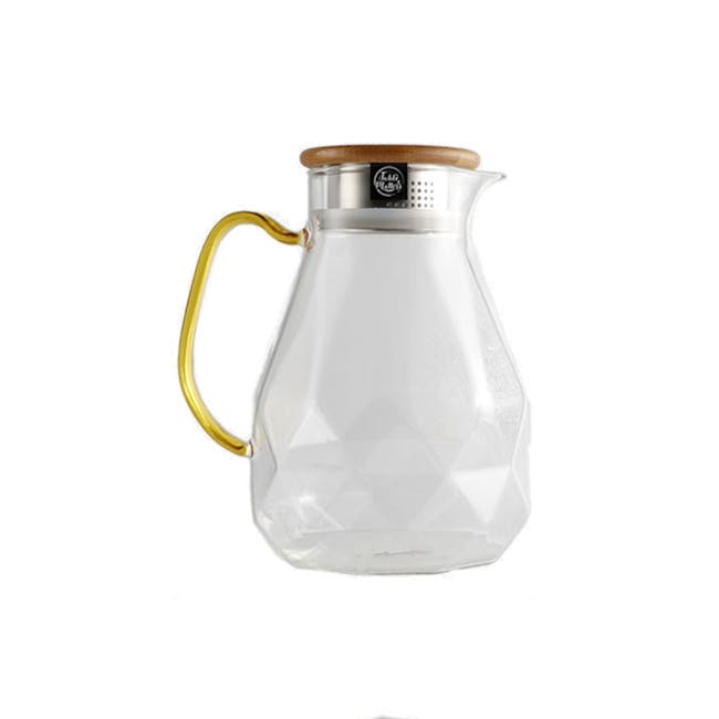 Table Matters Taikyu Gold Handle Diamond Jug 1.5L - 1 - clear glass pitcher, geometric design, transparent pitcher, modern
