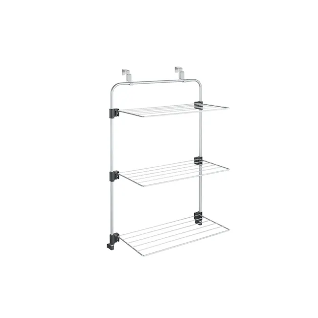 Metaltex Gale 3 Tier Laundry Dryer Holder - Silver - 1 - - Metal wire shelving unit with two levels, - Adjustable height