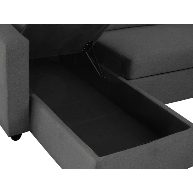 Mia L-Shaped Storage Sofa Bed -  Graphite - 13