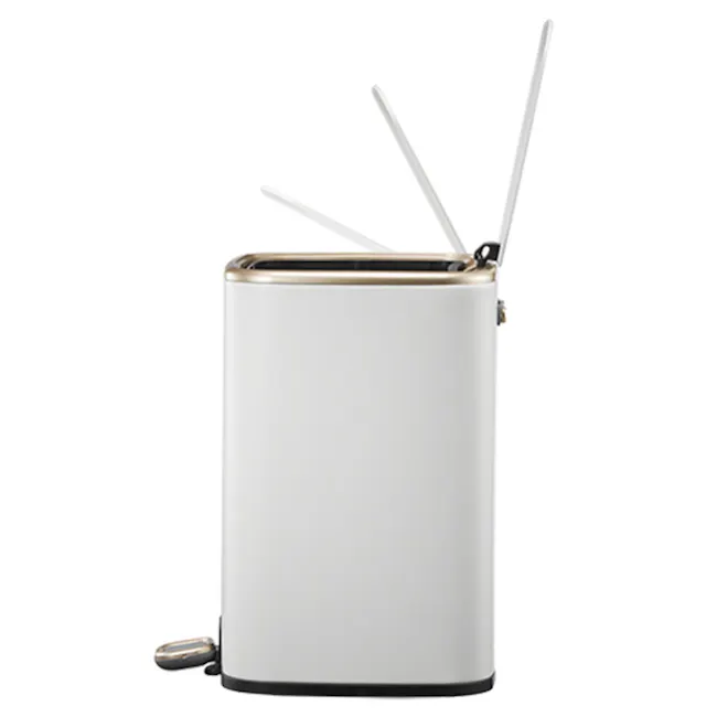 Eko Rectangle Step Bin with Soft Closing Lid (2 Sizes) - 4 - White toaster with gold accents, sleek design, minimalist