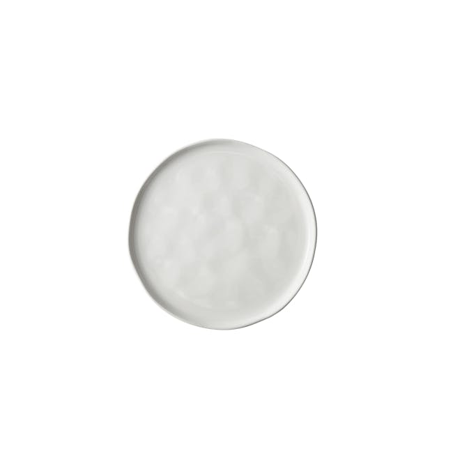 Luzerne Ripple Plate - White Dew (4 Sizes) - 6 - White ceramic plate, minimalist design, round shape, smooth surface, glossy