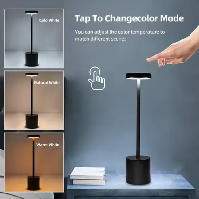 Silas Rechargeable Touch Mode LED Table Lamp - Rose Gold - 5