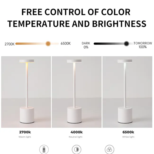 Silas Rechargeable Touch Mode LED Table Lamp - Rose Gold - 7