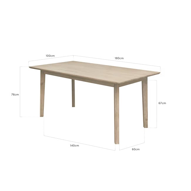 Leland Dining Table 1.8m with Leland Cushioned Bench 1.5m and 2 Leland Dining Chairs - 6