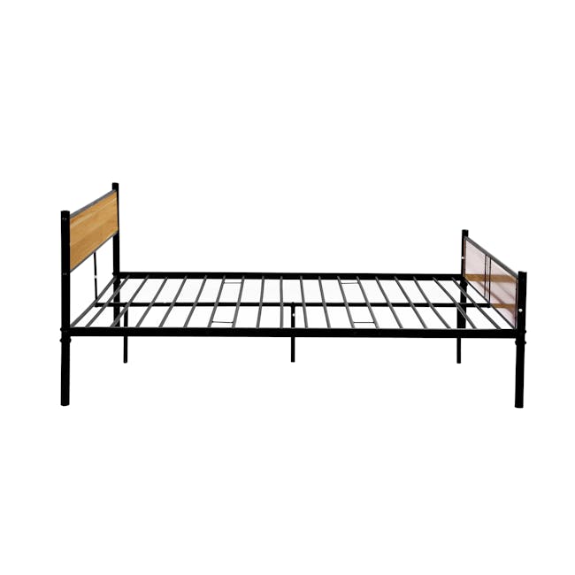 Ines Super Single Metal Bed with 1 Dalton Bedside Table in Oak, Black - 3