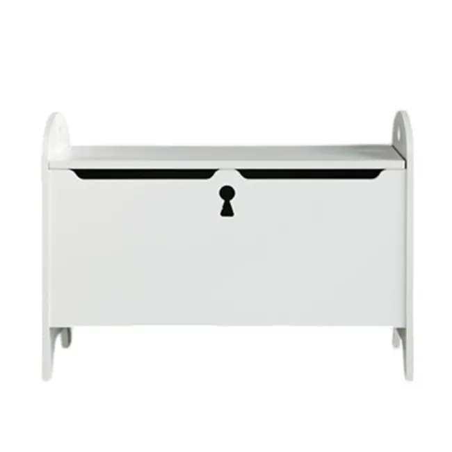 Kidan Kids Treasure Storage Bench - White - 1 - White bedside table with sleek design, minimalist aesthetic, rectangular