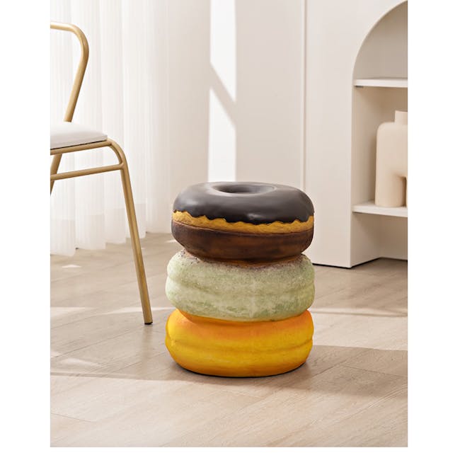Resin Sculpture Decor Stool - Chocolate Donut - 2