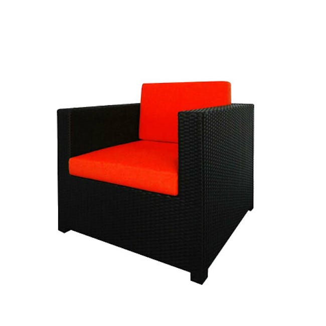 Black Fiesta Outdoor Sofa Set II - Orange Cushions - 3
