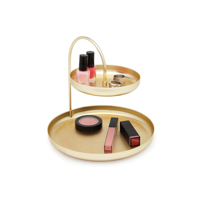 Poise 2-Tiered Tray - Brass - 3