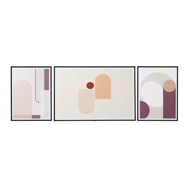 Soft Geometry Framed Canvas (Set of 3) - 1 - Minimalist design, geometric shapes, abstract art, modern art, abstract