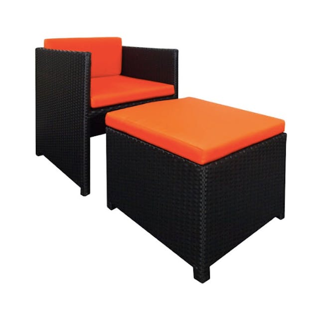 Splendor Armchair Set - Orange Cushion - 2