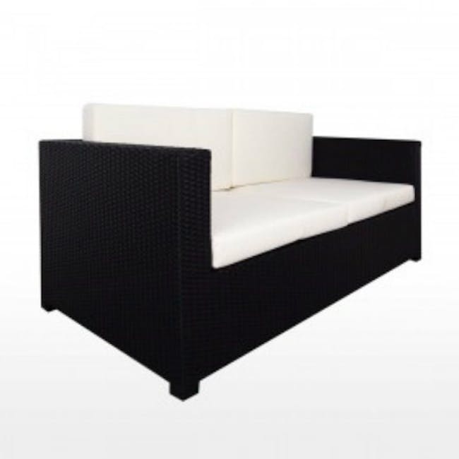 Black Fiesta Outdoor Sofa Set II - White Cushions - 1