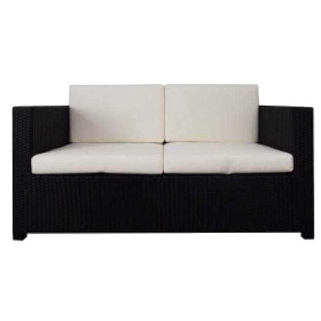 Black Fiesta Outdoor Sofa Set II - White Cushions - 2