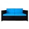 Black Fiesta Outdoor Sofa Set II - Blue Cushions - 1