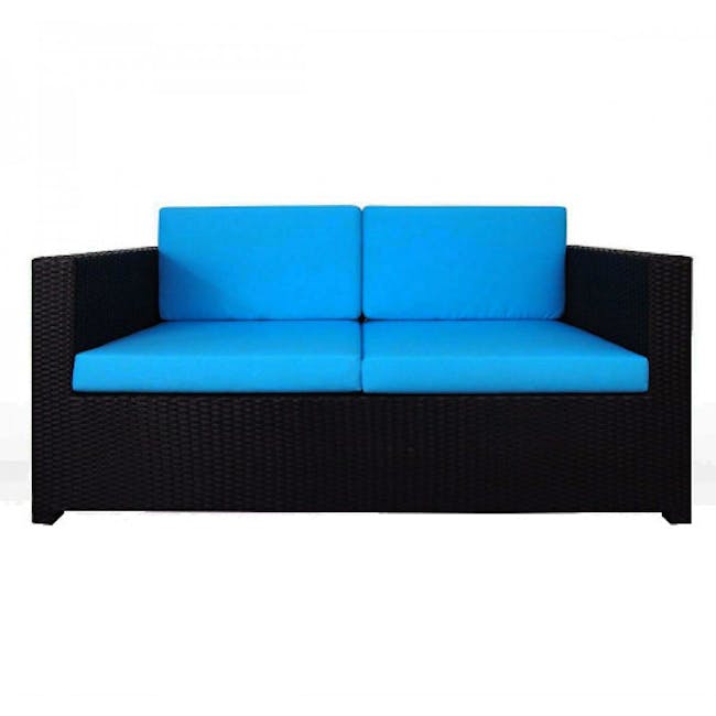 Black Fiesta Outdoor Sofa Set II - Blue Cushions - 1