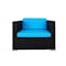 Black Fiesta Outdoor Sofa Set II - Blue Cushions - 4