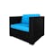 Black Fiesta Outdoor Sofa Set II - Blue Cushions - 6