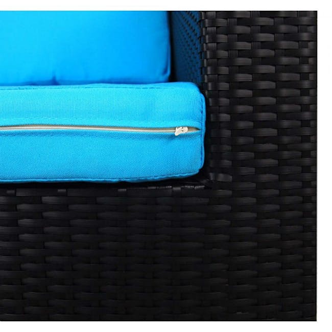 Black Fiesta Outdoor Sofa Set II - Blue Cushions - 7