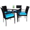 Palm Outdoor Dining Set - Blue Cushions - 10