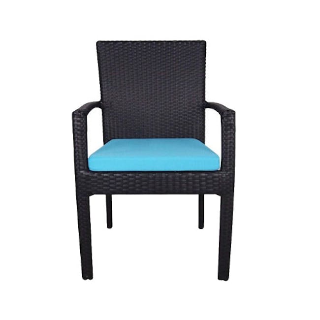 Palm Outdoor Dining Set - Blue Cushions - 1