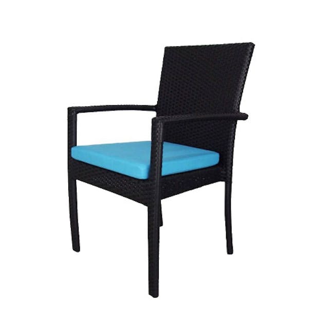 Palm Outdoor Dining Set - Blue Cushions - 3